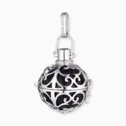 Engelsrufer Anhänger Klangkugel Silber Mit Schwarzer Kugel In Verschiedenen Größen