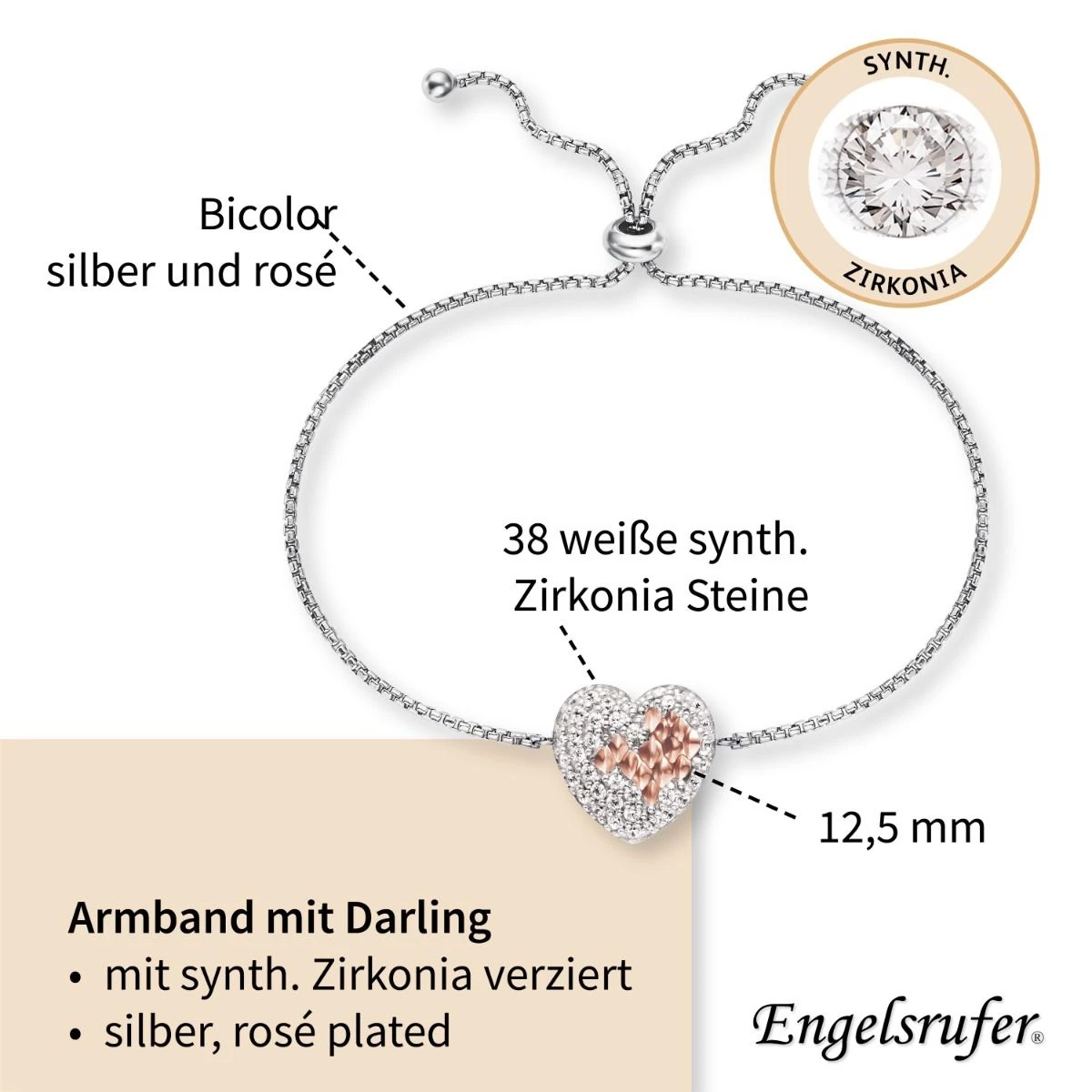 Engelsrufer Damen-Armband Herz Symbol mit Zirkonia bicolor und Zugverschluss Engelsrufer Damen-Armband Herz Symbol Mit Zirkonia Bicolor Und Zugverschluss -Engelsrufer Kette Verkäufe erb darling zi bir4