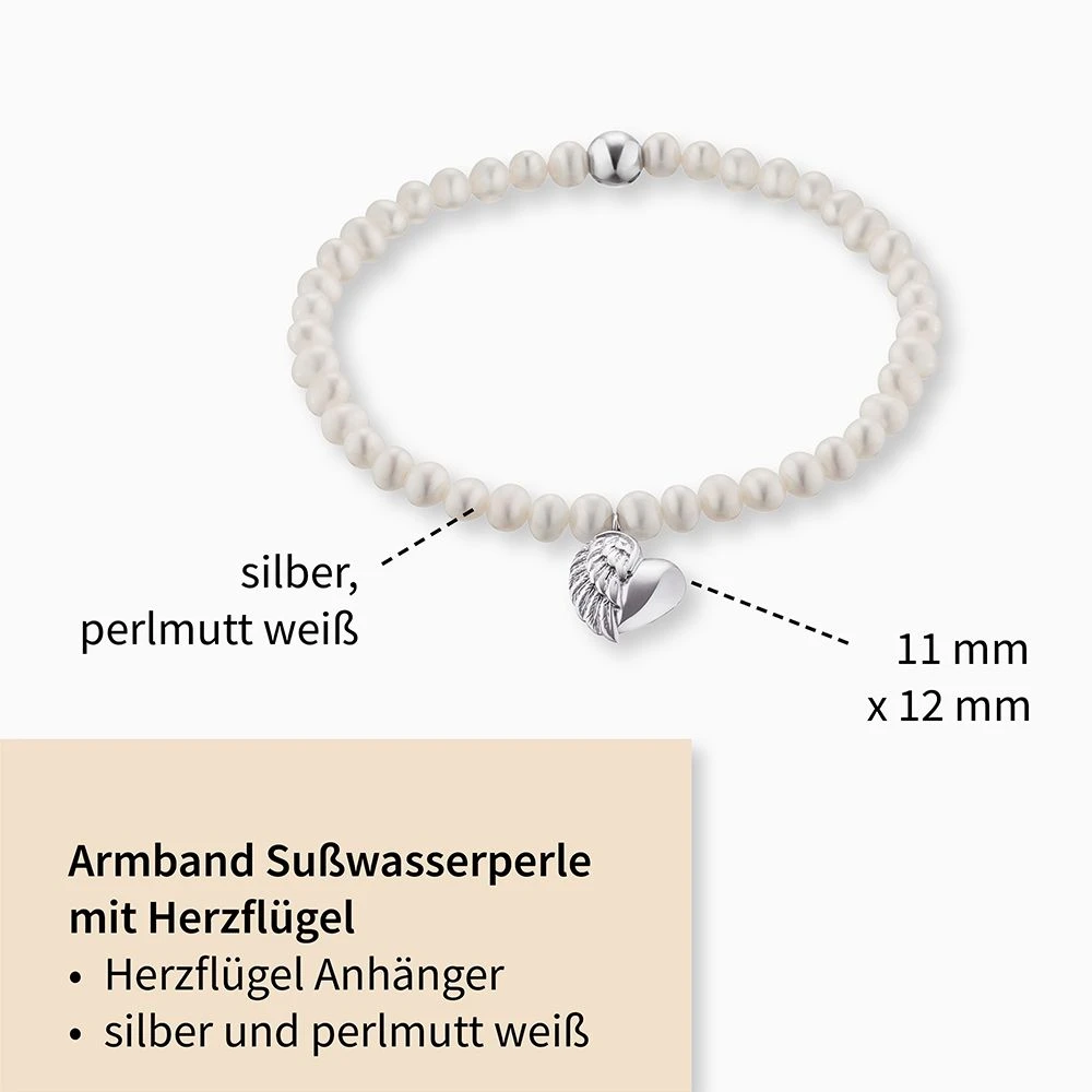 Engelsrufer Damen-Armband silber Anhänger Herz Flügel und Süßwasserperlen Engelsrufer Damen-Armband Silber Anhänger Herz Flügel Und Süßwasserperlen -Engelsrufer Kette Verkäufe erb heartwing pe2 1