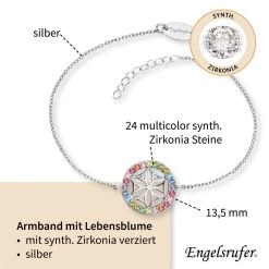 Engelsrufer Damen-Armband Silber Mit Mehrfarbigem Zirkonia Anhänger Lebensblume -Engelsrufer Kette Verkäufe erb lillifl zim4