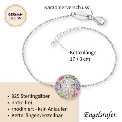 Engelsrufer Damen-Armband Silber Mit Mehrfarbigem Zirkonia Anhänger Lebensblume -Engelsrufer Kette Verkäufe erb lillifl zim5