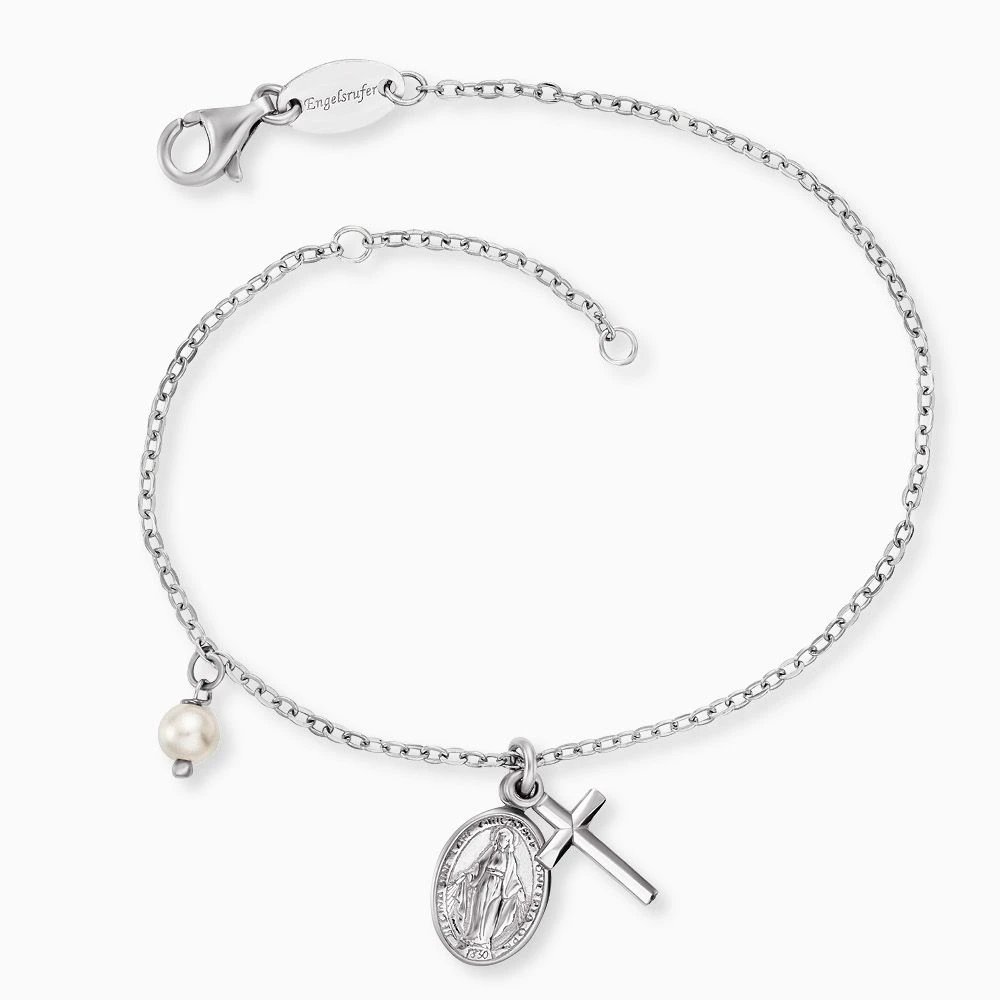 Engelsrufer silber Armband mit Symbol Anhänger Kreuz, Maria und Perlen Engelsrufer Silber Armband Mit Symbol Anhänger Kreuz, Maria Und Perlen -Engelsrufer Kette Verkäufe erb lilmaria pe