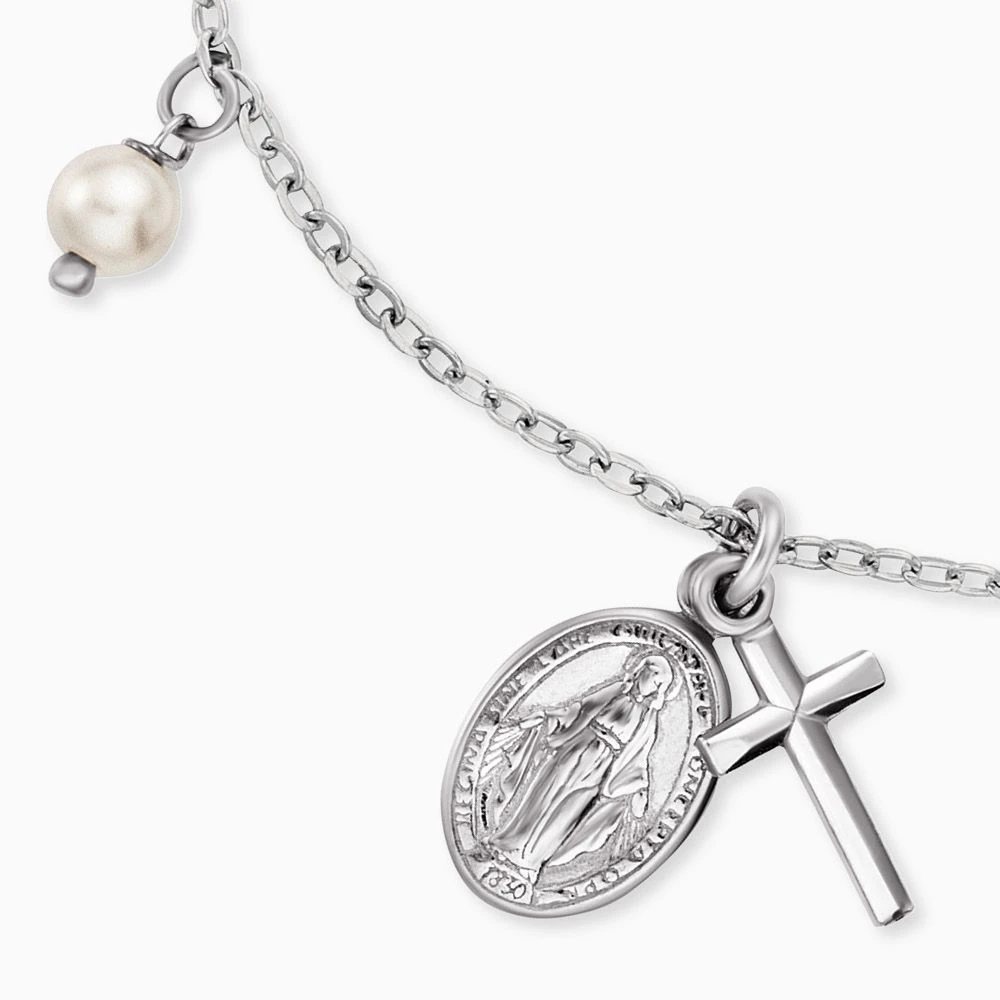Engelsrufer silber Armband mit Symbol Anhänger Kreuz, Maria und Perlen Engelsrufer Silber Armband Mit Symbol Anhänger Kreuz, Maria Und Perlen -Engelsrufer Kette Verkäufe erb lilmaria pe 1