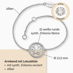 Engelsrufer Armband Lotus Symbol Silber Mit Zirkonisteinen -Engelsrufer Kette Verkäufe erb lotus zi2
