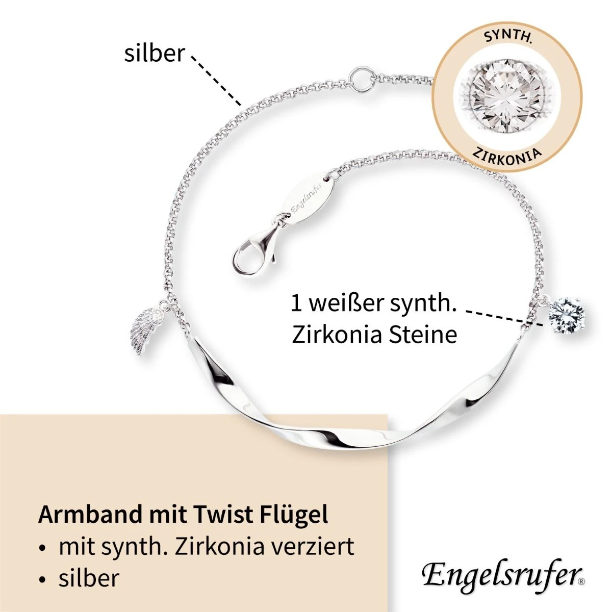 Engelsrufer Twist Armband mit kleinem Flügel und Zirkoniastein silber Engelsrufer Twist Armband Mit Kleinem Flügel Und Zirkoniastein Silber -Engelsrufer Kette Verkäufe erb twist wing zi4