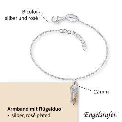 Engelsrufer Armband Mit Anhänger Flügel Duo Silber Und Rosegold -Engelsrufer Kette Verkäufe erb wingduo bir4