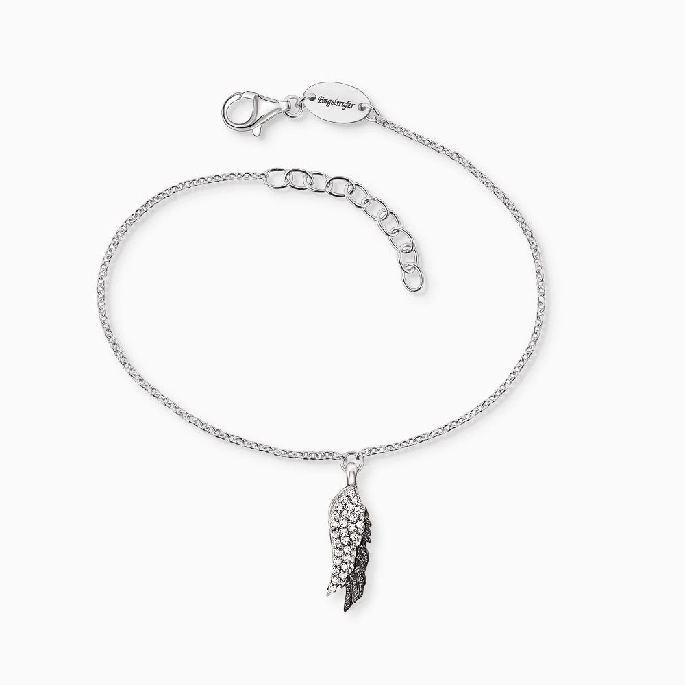 Engelsrufer Damen Armband mit Anhänger Flügel Duo mit Zirkonia silber und schwarz Engelsrufer Damen Armband Mit Anhänger Flügel Duo Mit Zirkonia Silber Und Schwarz -Engelsrufer Kette Verkäufe erb wingduo zi bib