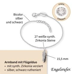 Engelsrufer Damen Armband Mit Anhänger Flügel Duo Mit Zirkonia Silber Und Schwarz 5 Engelsrufer Damen Armband Mit Anhänger Flügel Duo Mit Zirkonia Silber Und Schwarz -Engelsrufer Kette Verkäufe erb wingduo zi bib4