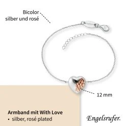 Engelsrufer Damen-Armband Mit Herz Anhänger In Silber Und Rosegoldenen Details -Engelsrufer Kette Verkäufe erb withlove 04 bir4