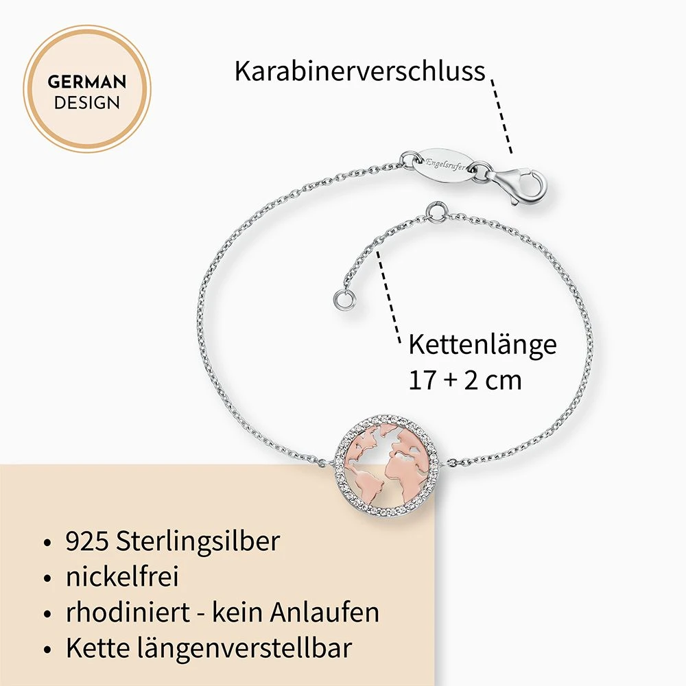 Engelsrufer Damen-Armband silber und rosegold Welt mit Zirkoniasteinen Engelsrufer Damen-Armband Silber Und Rosegold Welt Mit Zirkoniasteinen -Engelsrufer Kette Verkäufe erb world bicor zi3