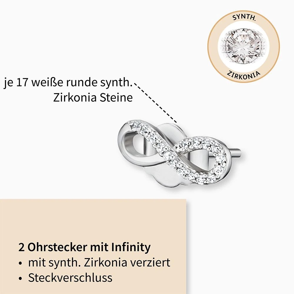 Engelsrufer Silber Ohrstecker Infinity mit Zirkoniasteinen Engelsrufer Silber Ohrstecker Infinity Mit Zirkoniasteinen -Engelsrufer Kette Verkäufe ere lilinfinity st2