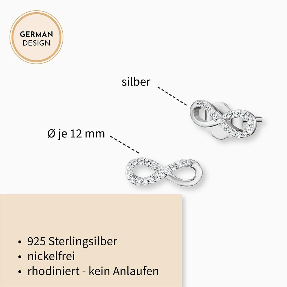Engelsrufer Silber Ohrstecker Infinity mit Zirkoniasteinen Engelsrufer Silber Ohrstecker Infinity Mit Zirkoniasteinen -Engelsrufer Kette Verkäufe ere lilinfinity st3