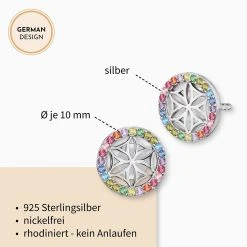 Engelsrufer Ohrringe Lebensblume Damen Silber Multicolor Mit Zirkonia -Engelsrufer Kette Verkäufe ere lillifl zim st3