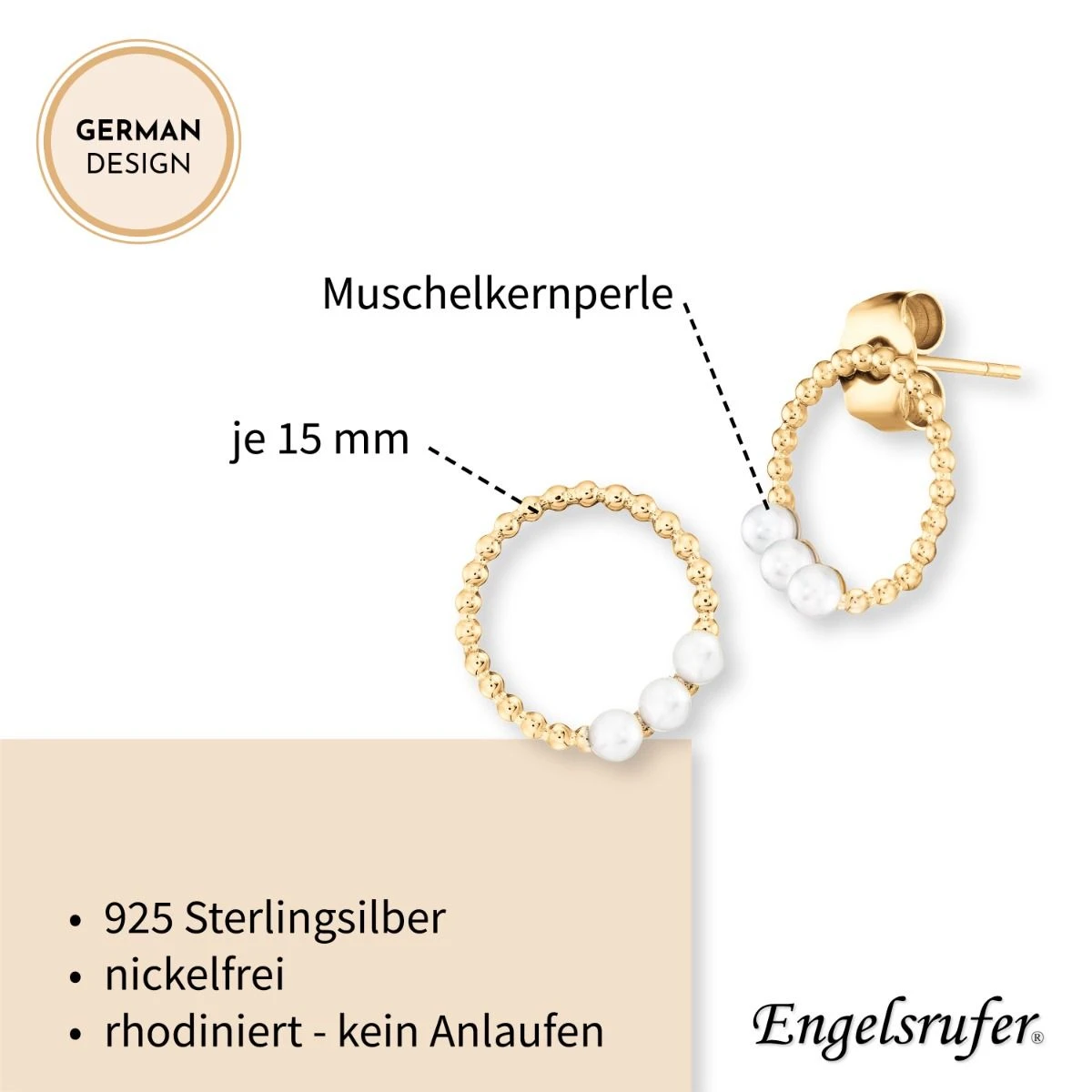 Engelsrufer Ohrringe Creolen Look gold mit drei Perlen Engelsrufer Ohrringe Creolen Look Gold Mit Drei Perlen -Engelsrufer Kette Verkäufe ere pearls g5