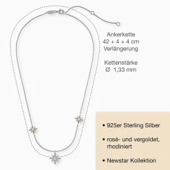 Engelsrufer Damen Halskette Tricolor Mit Sternanhängern Rosé- Vergoldet Rhodiniert -Engelsrufer Kette Verkäufe ern 3newstar zi tri 6 de