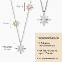 Engelsrufer Damen Halskette Tricolor Mit Sternanhängern Rosé- Vergoldet Rhodiniert -Engelsrufer Kette Verkäufe ern 3newstar zi tri 7 de