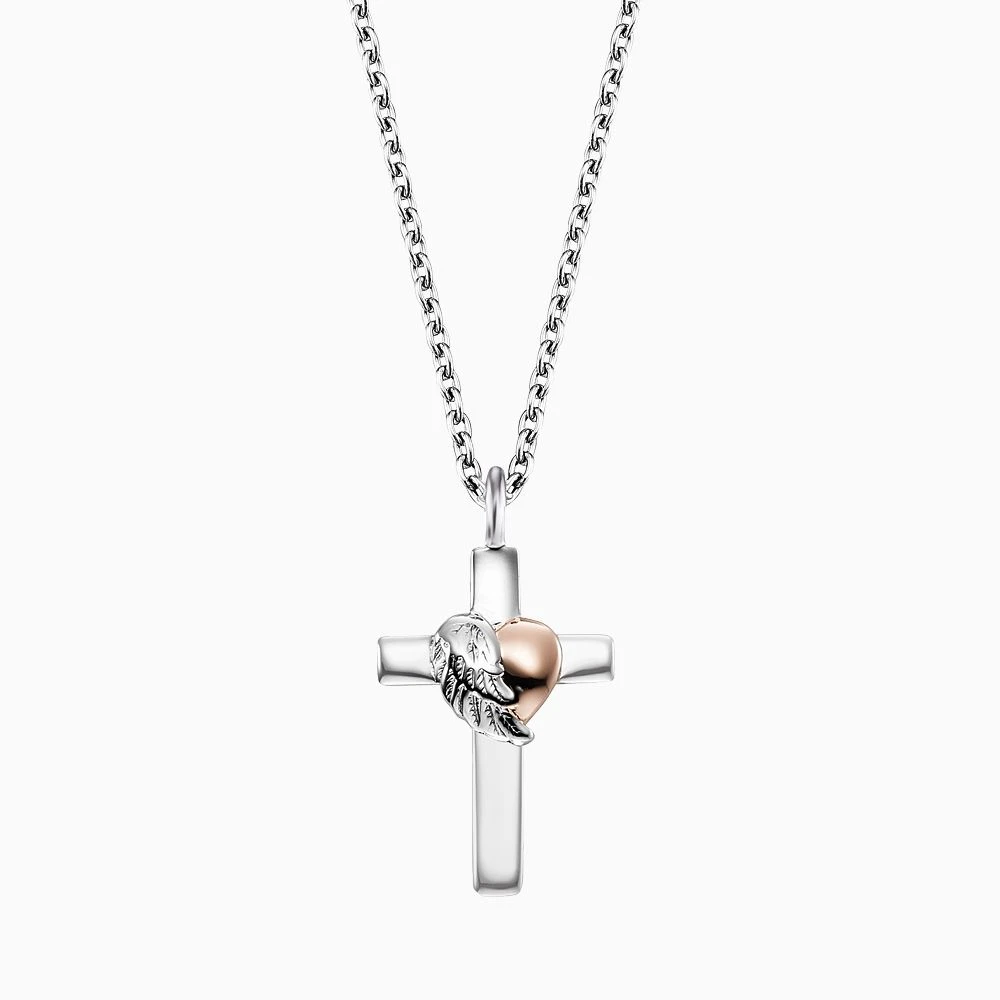 Engelsrufer Damen Silber Halskette mit Anhänger Kreuz mit Herzflügel Bicolor Engelsrufer Damen Silber Halskette Mit Anhänger Kreuz Mit Herzflügel Bicolor -Engelsrufer Kette Verkäufe ern crossheart bir