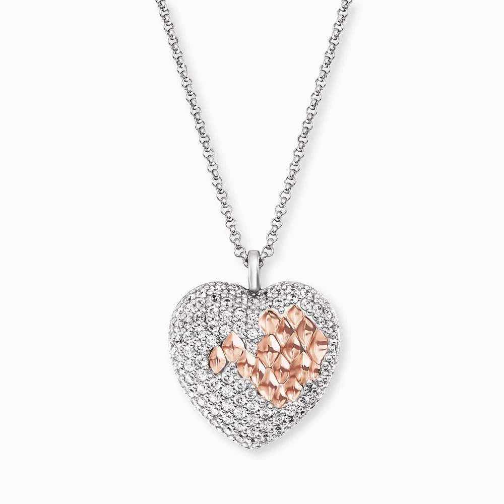 Engelsrufer Damen-Kette Herz silber mit Zirkonia besetzt und rosegold Details Engelsrufer Damen-Kette Herz Silber Mit Zirkonia Besetzt Und Rosegold Details -Engelsrufer Kette Verkäufe ern darling zi bir