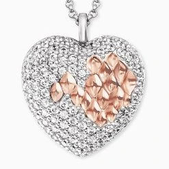 Engelsrufer Damen-Kette Herz Silber Mit Zirkonia Besetzt Und Rosegold Details 3 Engelsrufer Damen-Kette Herz Silber Mit Zirkonia Besetzt Und Rosegold Details -Engelsrufer Kette Verkäufe ern darling zi bir 1