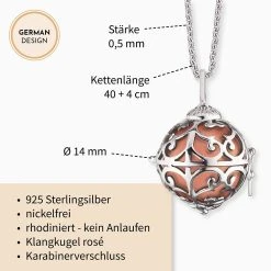 Engelsrufer Kette Mit Klangkugel Anhänger Silber Und Rose Kugel -Engelsrufer Kette Verkäufe ern er 16 xs3