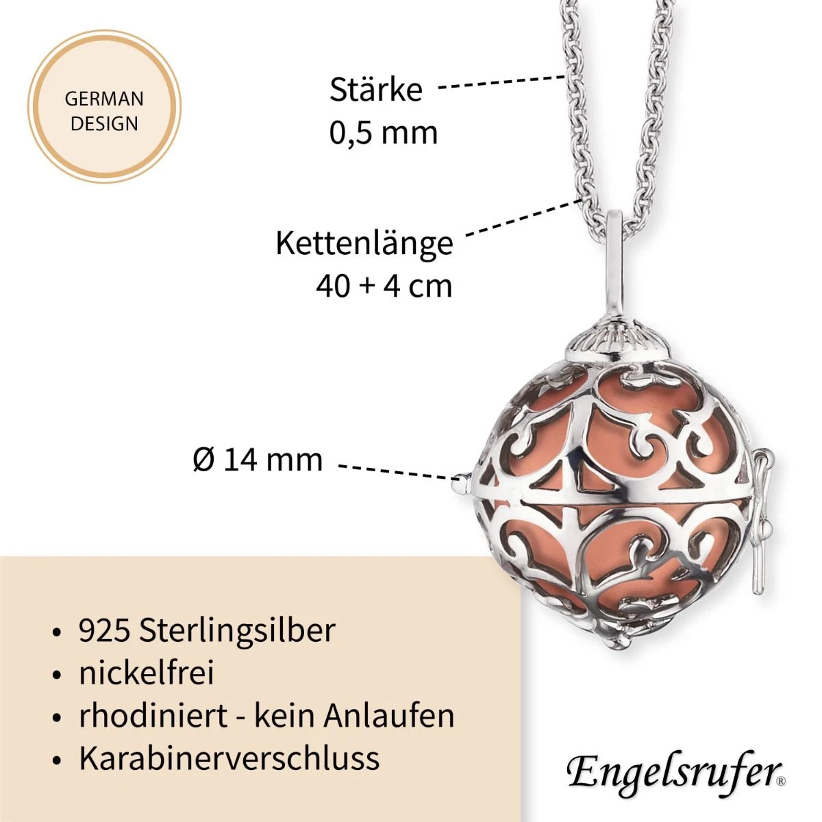 Engelsrufer Damen-Kette mit Klangkugel Anhänger roségold und weiss Kugel Engelsrufer Damen-Kette Mit Klangkugel Anhänger Roségold Und Weiss Kugel -Engelsrufer Kette Verkäufe ern er 16