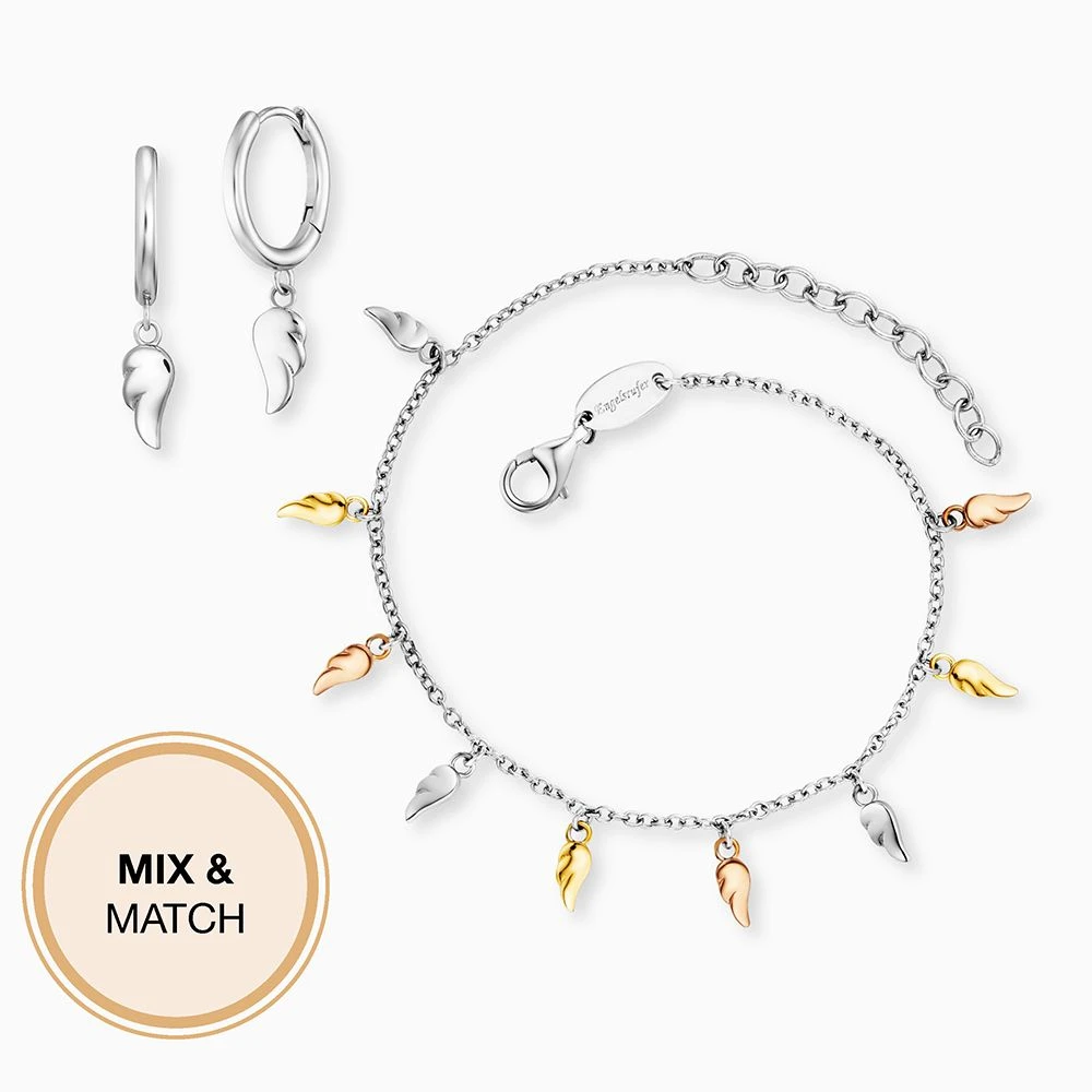 Engelsrufer Silberkette für Frauen mit Flying Wings in Tricolor Engelsrufer Silberkette Für Frauen Mit Flying Wings In Tricolor -Engelsrufer Kette Verkäufe ern flywing9 trico 04