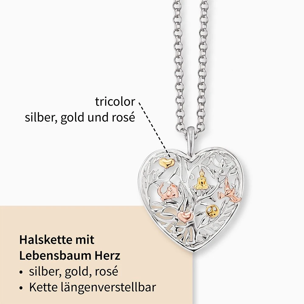 Engelsrufer Halskette Lebensbaum Herz dreifarbig silber, rose, gold Engelsrufer Halskette Lebensbaum Herz Dreifarbig Silber, Rose, Gold -Engelsrufer Kette Verkäufe ern hearttree trico2