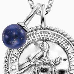 Engelsrufer Damen Kette Silber Mit Zirkonia Und Lapislazuli Stein Für Sternzeichen Waage -Engelsrufer Kette Verkäufe ern libra lp zi 1