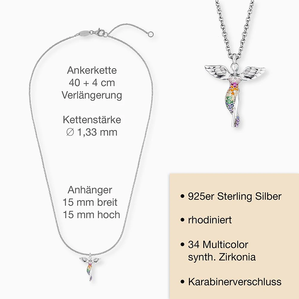 Engelsrufer Damenkette mit Engelanhänger Multicolor Zirkoniasteine Engelsrufer Damenkette Mit Engelanhänger Multicolor Zirkoniasteine -Engelsrufer Kette Verkäufe ern lilangel zim 03