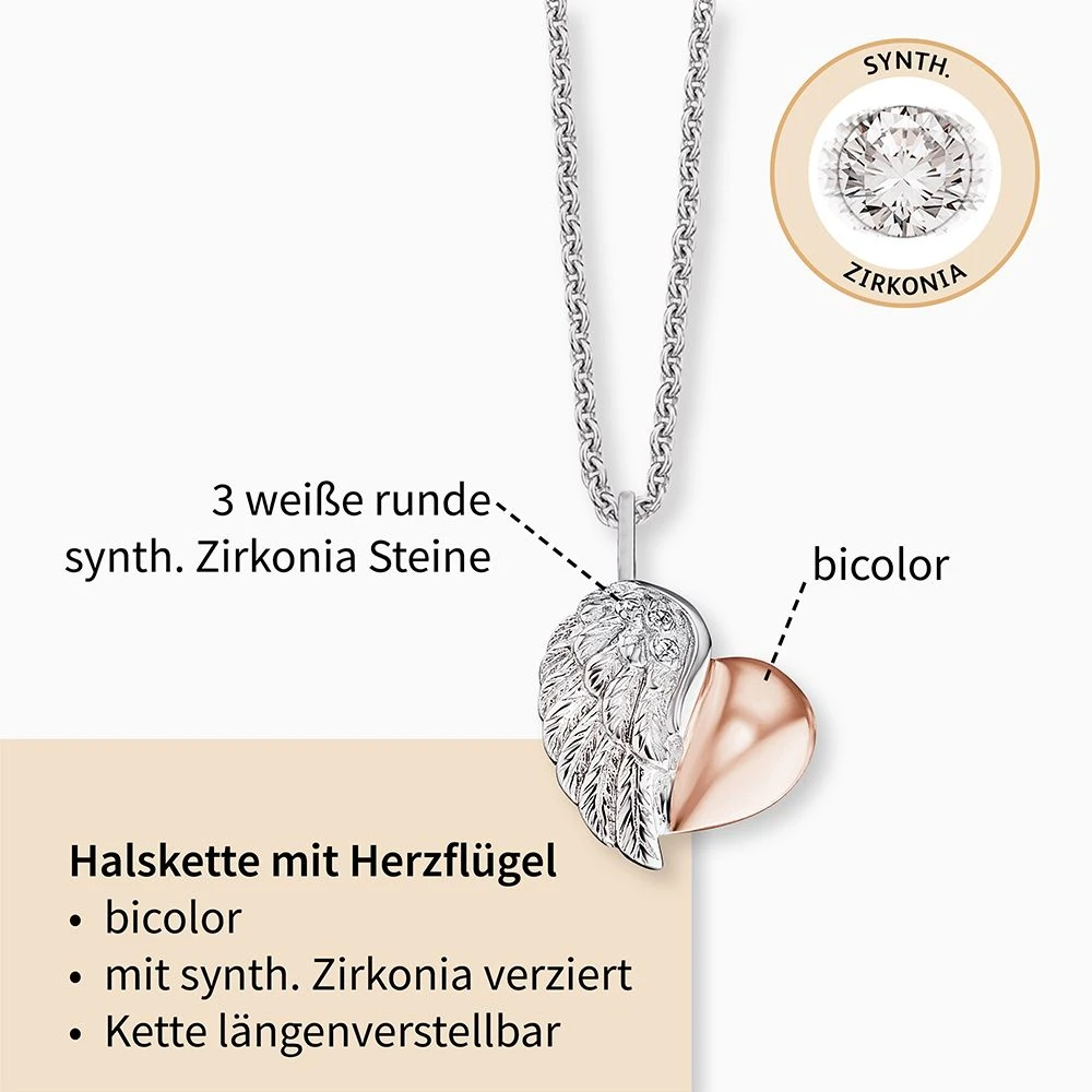 Engelsrufer Damen-Kette silber mit Anhänger Herzflügel bicolor und Zirkoniasteinen Engelsrufer Damen-Kette Silber Mit Anhänger Herzflügel Bicolor Und Zirkoniasteinen -Engelsrufer Kette Verkäufe ern lilheartwing bi2