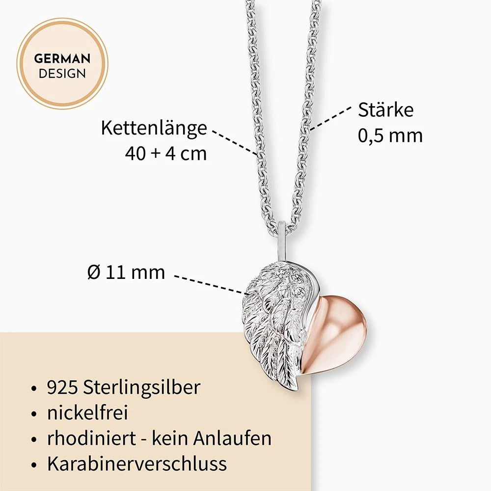 Engelsrufer Damen-Kette silber mit Anhänger Herzflügel bicolor und Zirkoniasteinen Engelsrufer Damen-Kette Silber Mit Anhänger Herzflügel Bicolor Und Zirkoniasteinen -Engelsrufer Kette Verkäufe ern lilheartwing bi3
