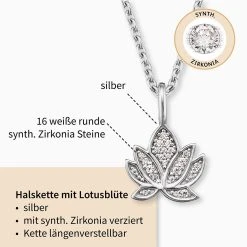 Engelsrufer Damen-Kette Silber Mit Lotus Blüte Und Zirkonia 5 Engelsrufer Damen-Kette Silber Mit Lotus Blüte Und Zirkonia -Engelsrufer Kette Verkäufe ern lillotus zi2