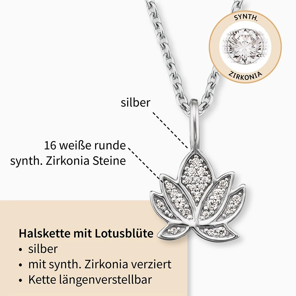 Engelsrufer Damen-Kette silber mit Lotus Blüte und Zirkonia Engelsrufer Damen-Kette Silber Mit Lotus Blüte Und Zirkonia -Engelsrufer Kette Verkäufe ern lillotus zi2