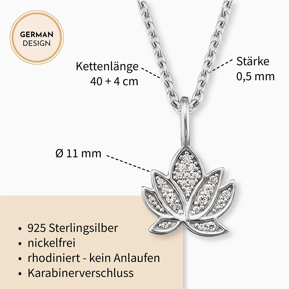 Engelsrufer Damen-Kette silber mit Lotus Blüte und Zirkonia Engelsrufer Damen-Kette Silber Mit Lotus Blüte Und Zirkonia -Engelsrufer Kette Verkäufe ern lillotus zi3