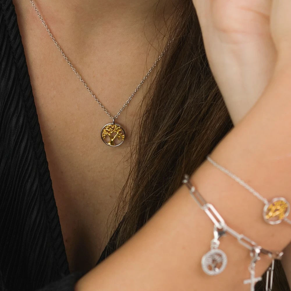 Engelsrufer Damenkette Sterlingsilber Bicolor mit Lebensbaum Motiv Engelsrufer Damenkette Sterlingsilber Bicolor Mit Lebensbaum Motiv -Engelsrufer Kette Verkäufe ern liltree big