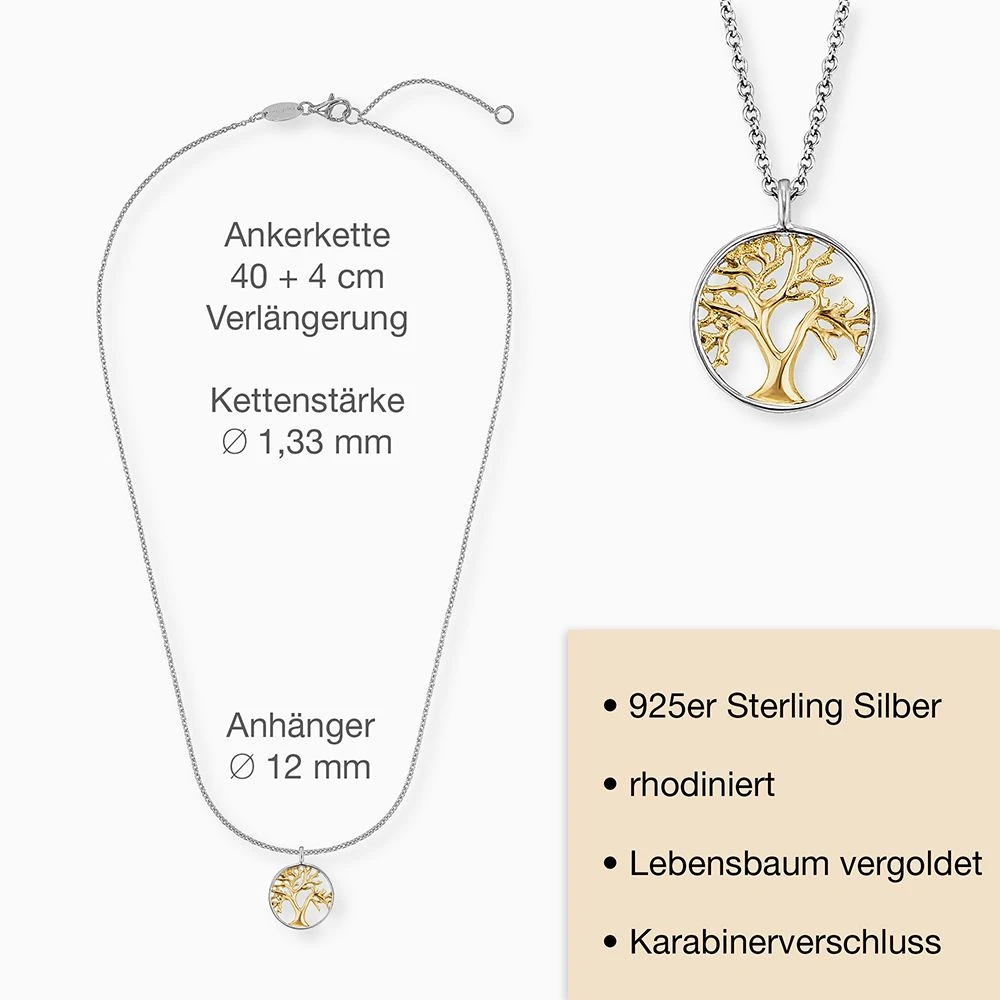 Engelsrufer Damenkette Sterlingsilber Bicolor mit Lebensbaum Motiv Engelsrufer Damenkette Sterlingsilber Bicolor Mit Lebensbaum Motiv -Engelsrufer Kette Verkäufe ern liltree big 03