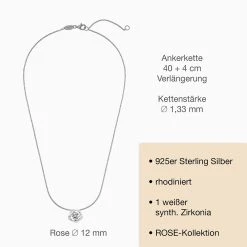 Engelsrufer Damenkette Sternlingsilber Mit Rose Und Zirkonia -Engelsrufer Kette Verkäufe ern rose zi 03