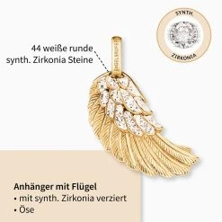 Engelsrufer Engelsflügel Anhänger Damen Silber Mit Schwarzen Kristallen -Engelsrufer Kette Verkäufe erw m 01 zi g2