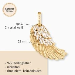 Engelsrufer Engelsflügel Anhänger Damen Silber Mit Schwarzen Kristallen -Engelsrufer Kette Verkäufe erw m 01 zi g3