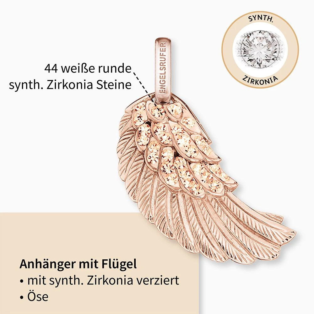 Engelsrufer Anhänger Engels Flügel rosegold mit Kristallen Engelsrufer Anhänger Engels Flügel Rosegold Mit Kristallen -Engelsrufer Kette Verkäufe erw m 16 zi r2