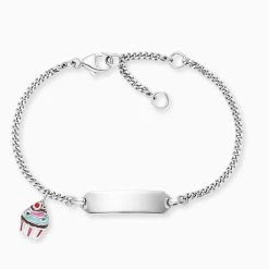 Engelsrufer Kinder-Armband Mädchen Silber Mit Gravurplatte Und Muffin Symbol