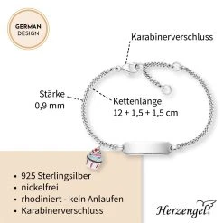 Engelsrufer Kinder-Armband Mädchen Silber Mit Gravurplatte Und Muffin Symbol 7 Engelsrufer Kinder-Armband Mädchen Silber Mit Gravurplatte Und Muffin Symbol -Engelsrufer Kette Verkäufe heb id muffin5