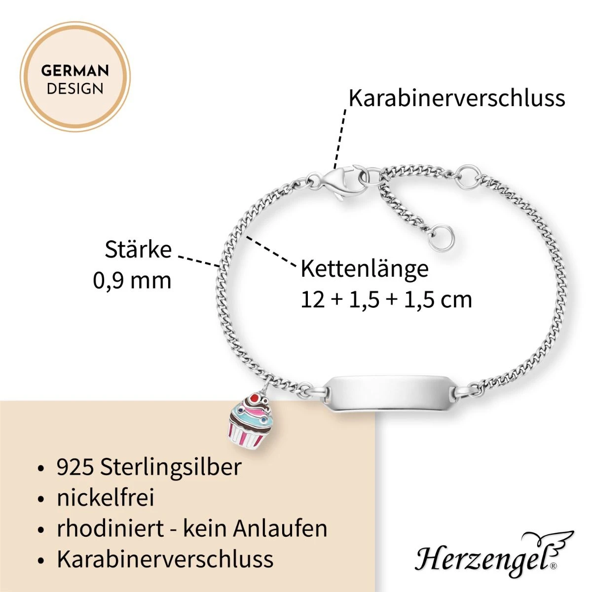 Engelsrufer Kinder-Armband Mädchen Silber mit Gravurplatte und Muffin Symbol Engelsrufer Kinder-Armband Mädchen Silber Mit Gravurplatte Und Muffin Symbol -Engelsrufer Kette Verkäufe heb id muffin5