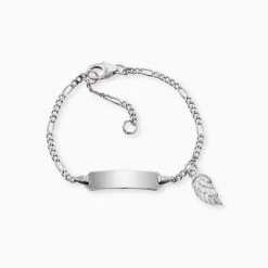 Engelsrufer Kinder-Armband Mädchen Silber Mit Gravurplatte Und Flügel Symbol