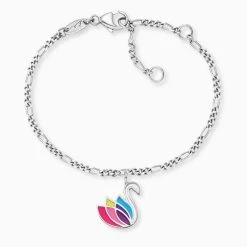 Engelsrufer Mädchen Kinderarmband Silber Mit Farbenfrohem Schwan