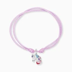 Engelsrufer Mädchen Kinderarmband Rosa Nylon Mit Farbiges Einhorn Anhänger