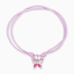 Engelsrufer Mädchen Kinderarmband Rosa Nylon Mit Rosa Schmetterling