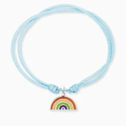 Engelsrufer Mädchen Kinderarmband Hellblau Nylon Mit Regenbogen Anhänger
