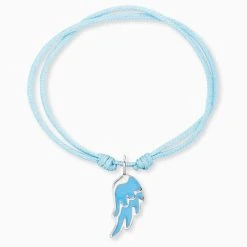 Engelsrufer Mädchen Kinderarmband Hellblau Nylon Mit Blauem Flügel Anhänger