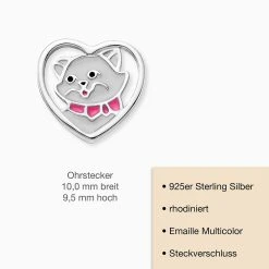Engelsrufer Kinderohrstecker Mädchen Katze Mit Emaille Multicolor -Engelsrufer Kette Verkäufe hee cat heart 3